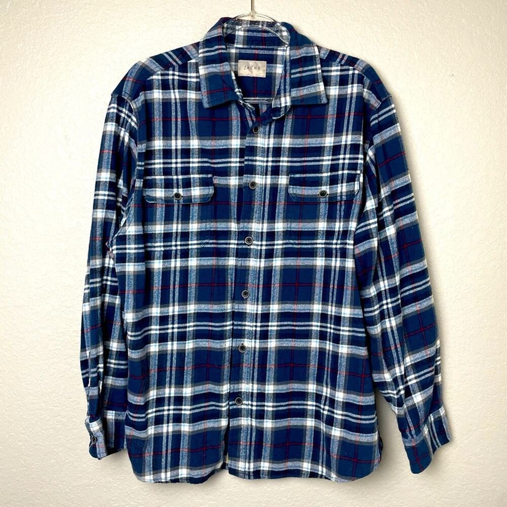 JACHS Blue & Gray Plaid Button Down Men’s Shirt Size XL